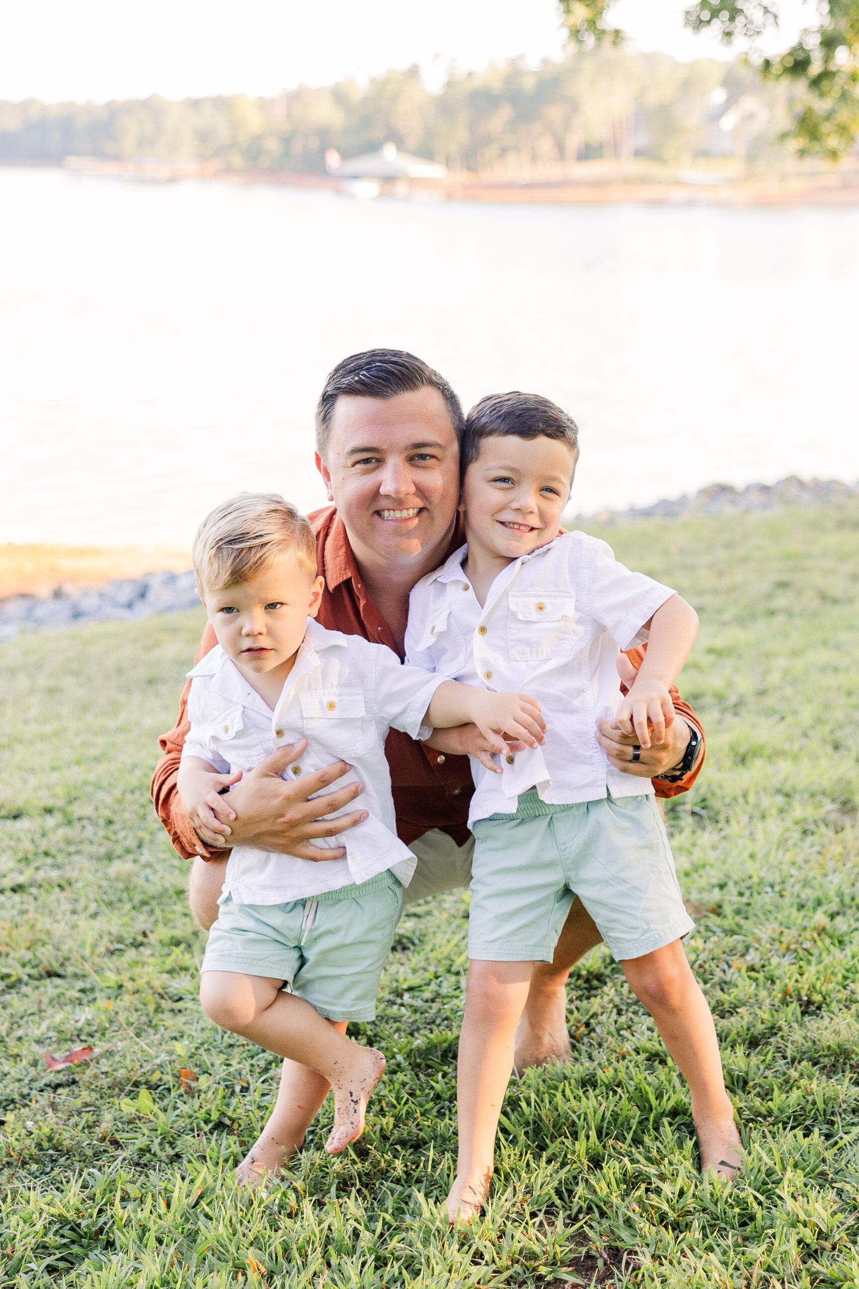 father with sons at family session