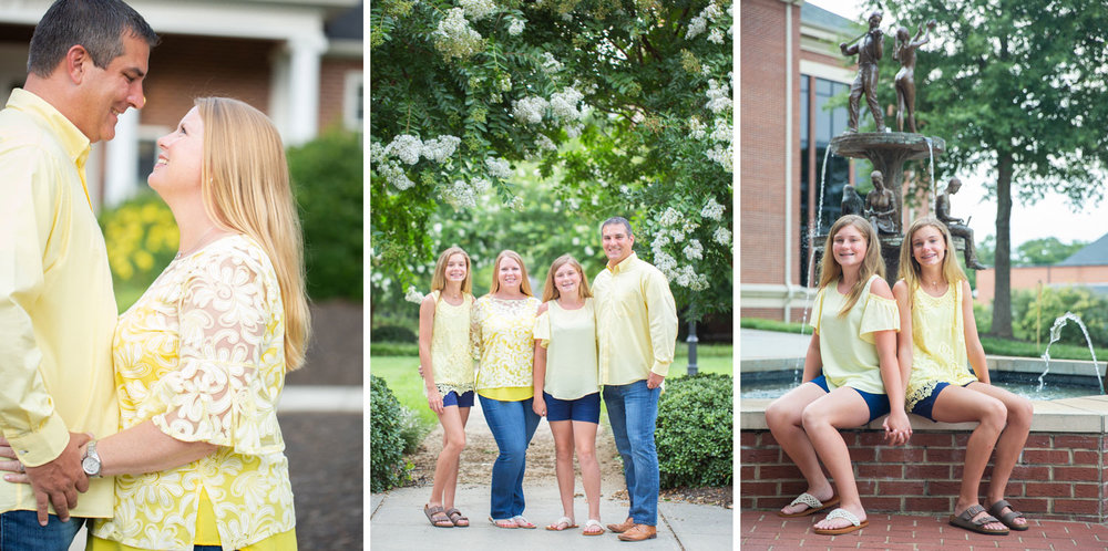 anderson university family portraits - family dressed in yellow
