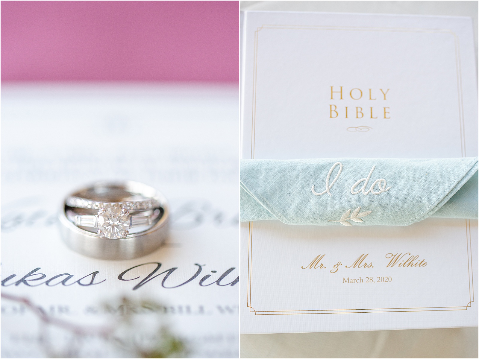 wedding rings and invitation