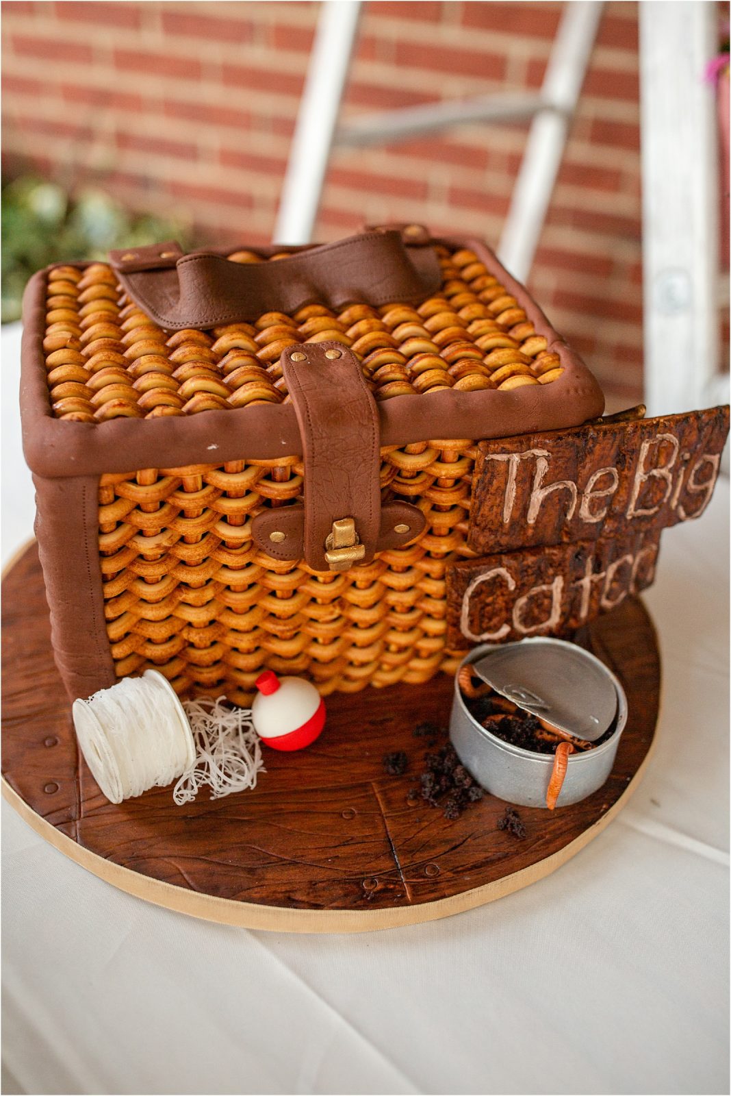 Grooms cake in shape of fishing basket