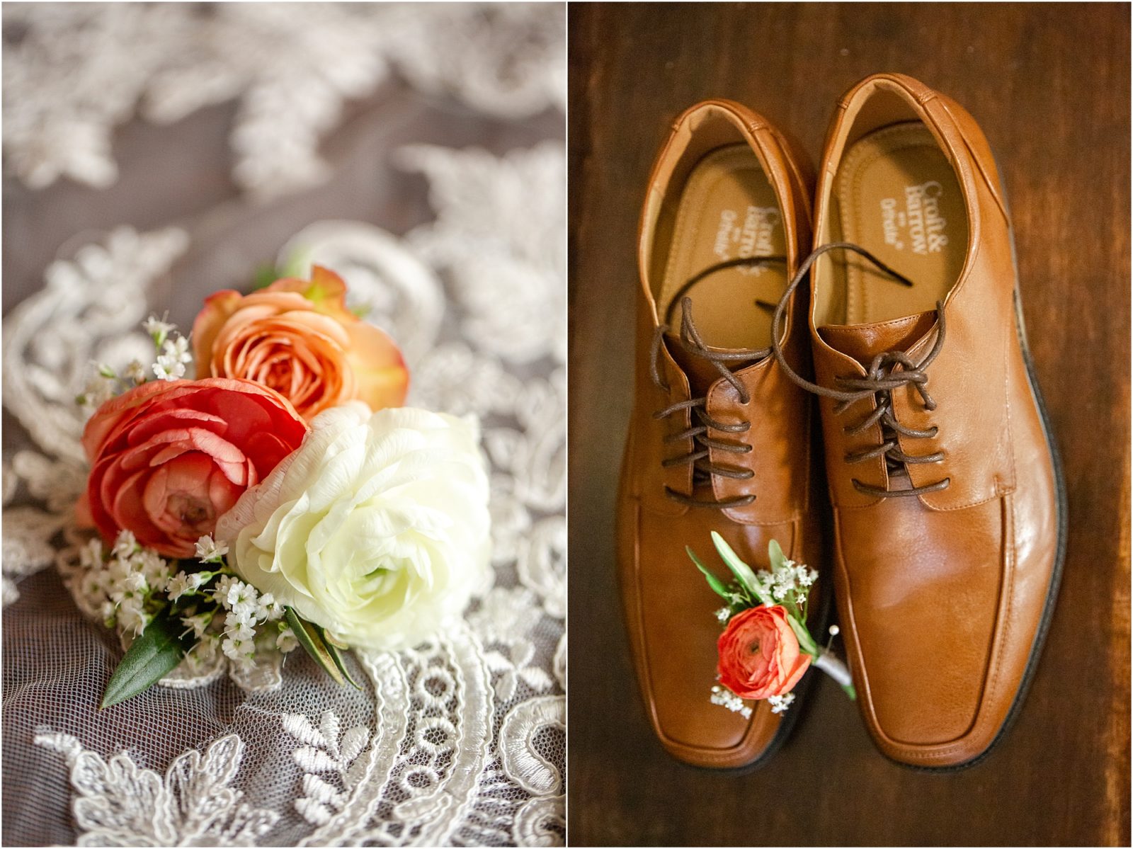 brown shoes and flower