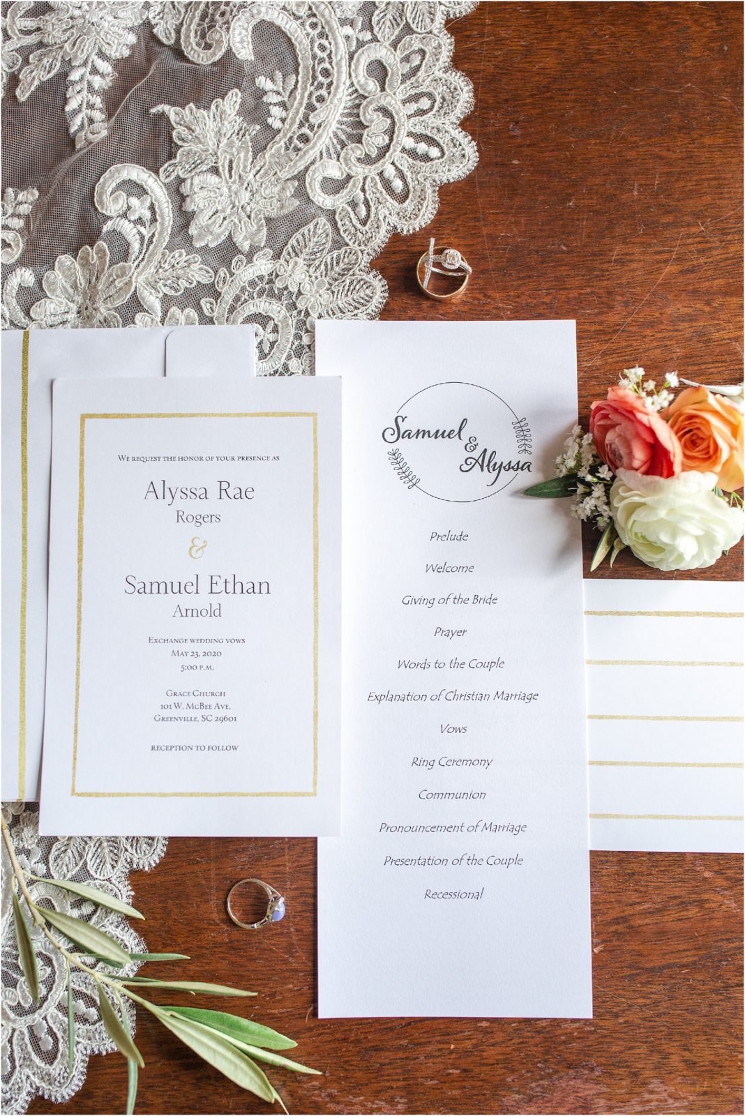 Wedding invitations on table