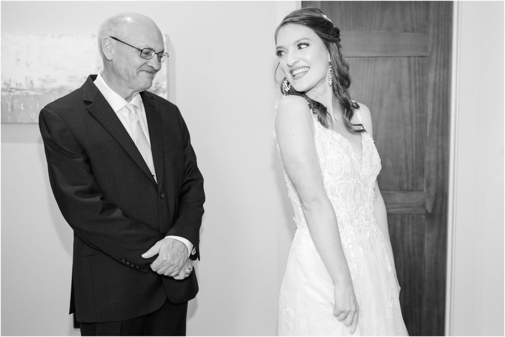 Dad getting first look at bride