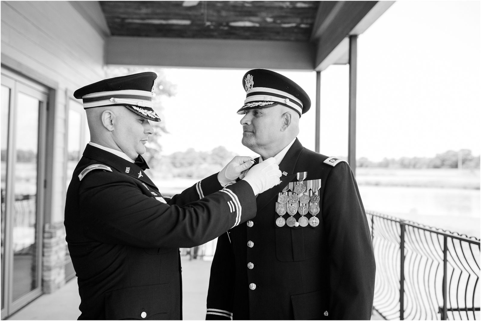 Military men getting ready for wedding