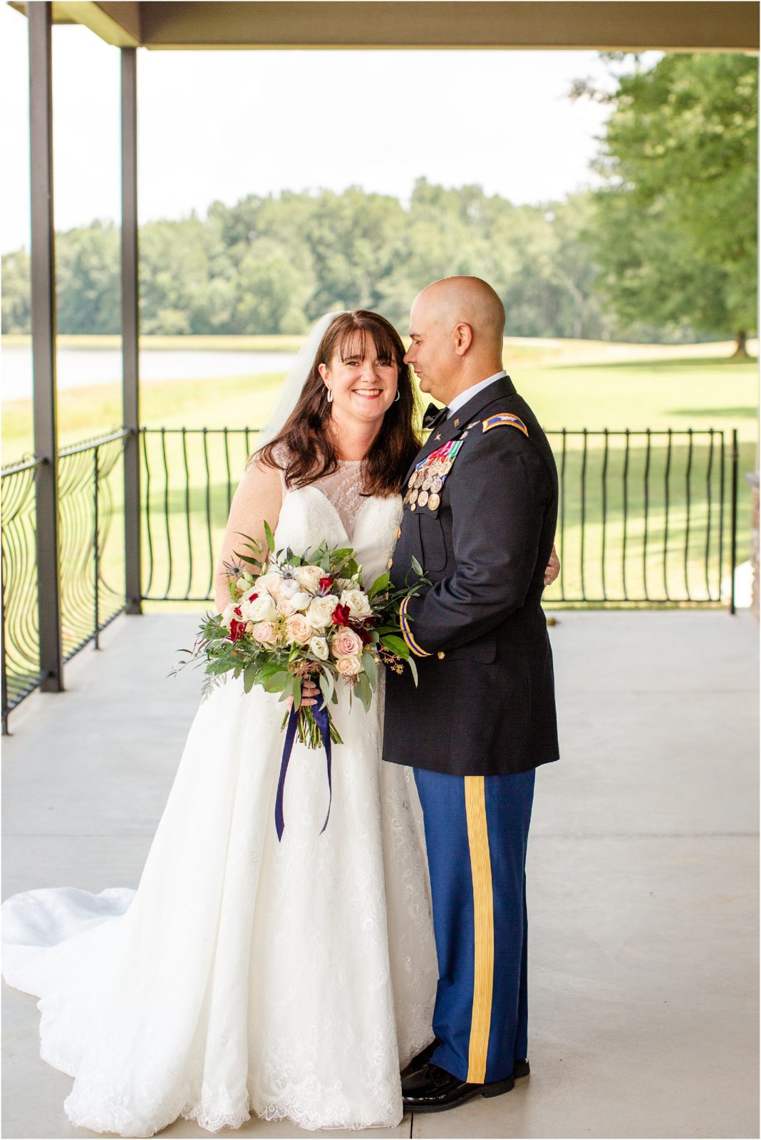 Man in military uniform with bride