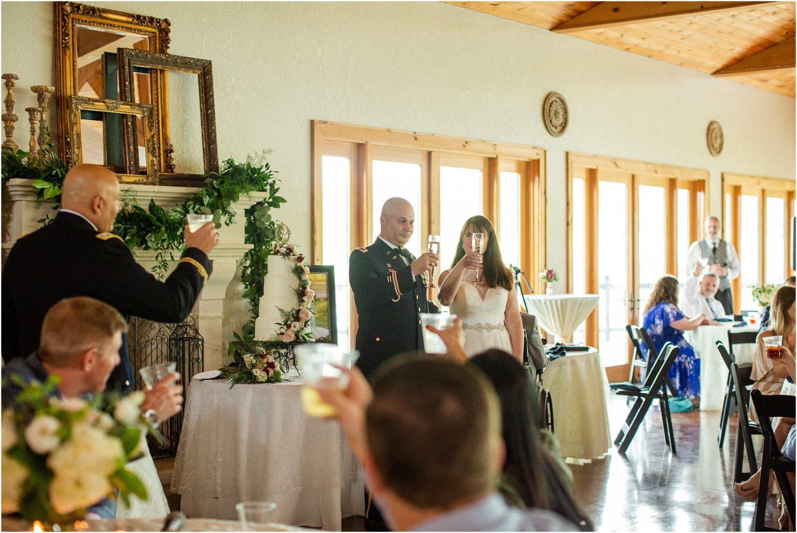 Couple toasting at wedding