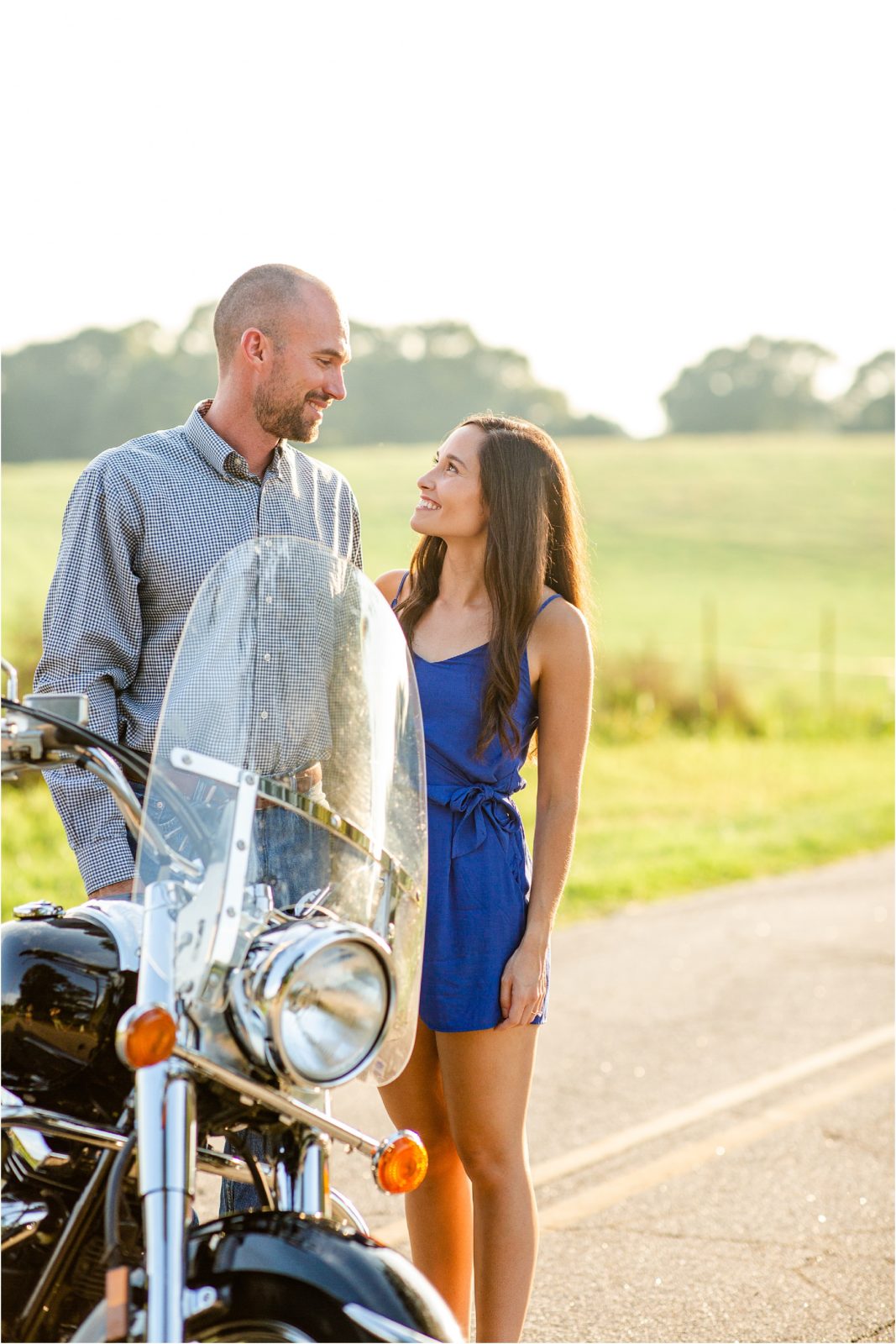 Anderson SC engaged couple on a motorcycle