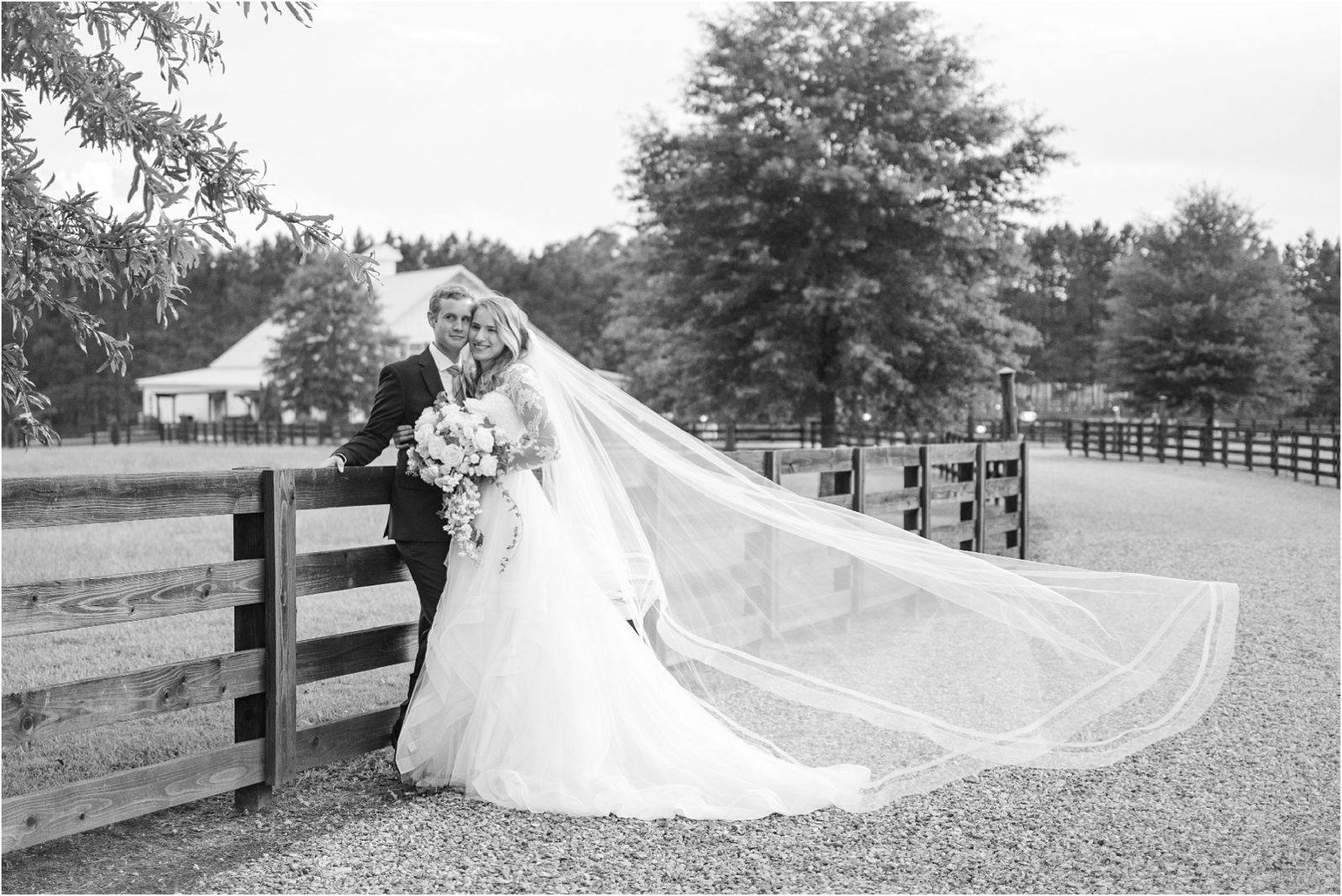 Bride and groom on Farm in Georgia