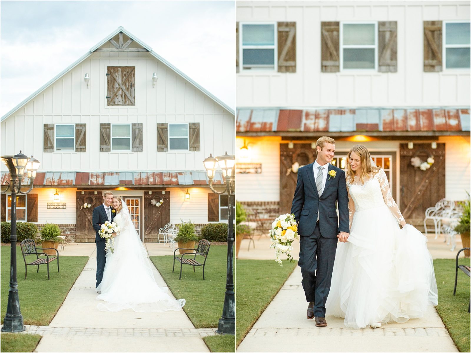 Georgia bride and groom in front of barn