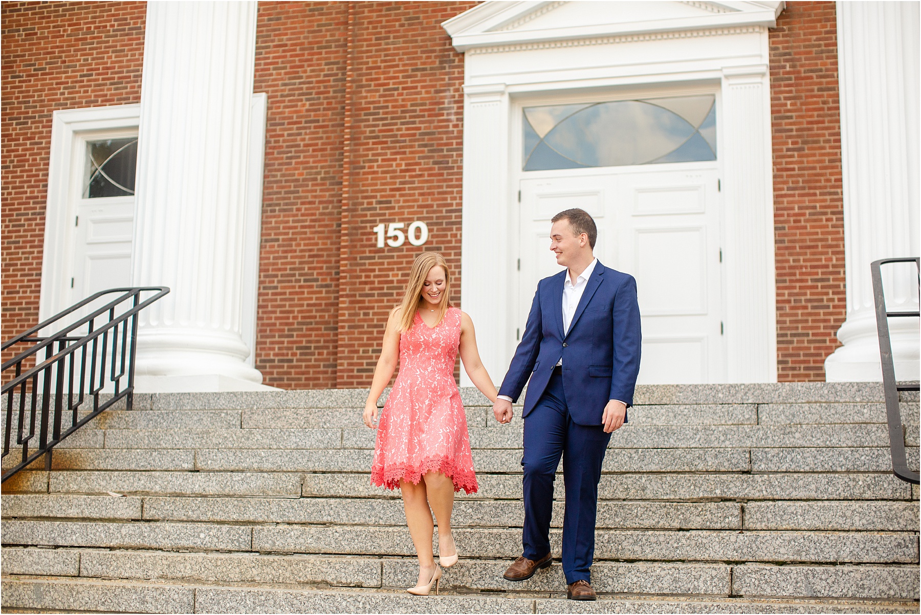 Man and woman walking down Kentucky steps