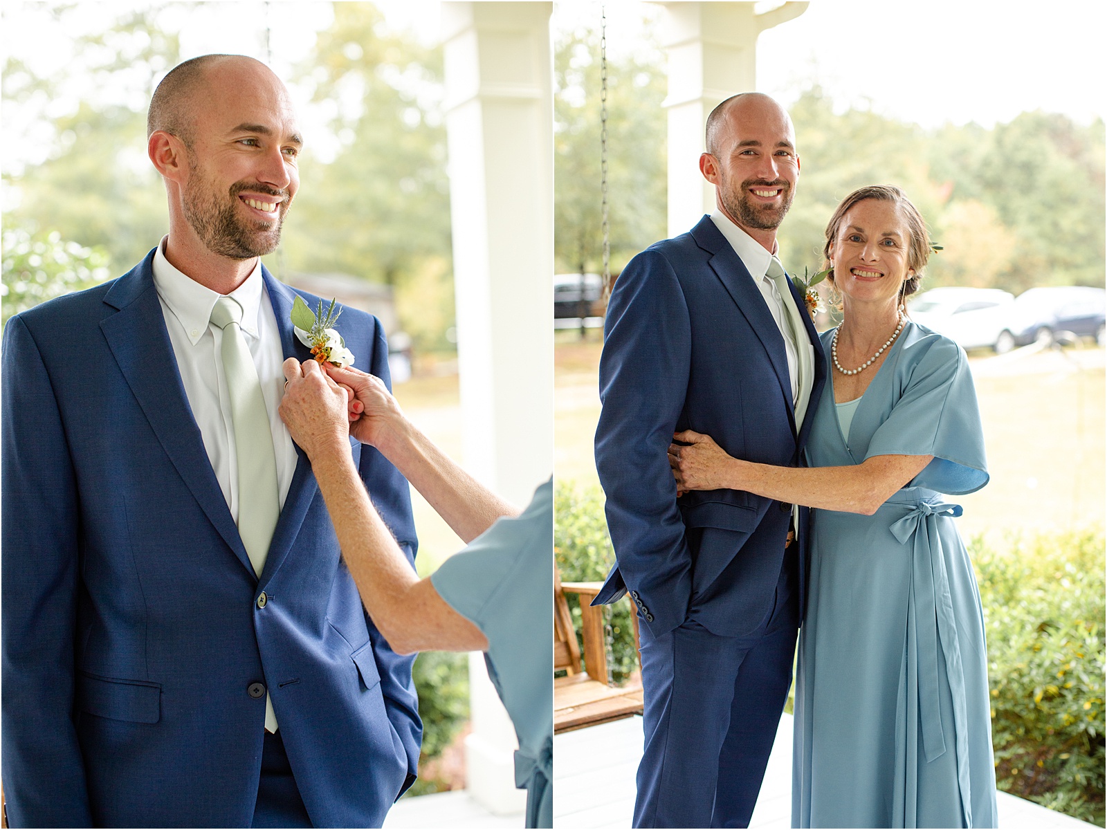 Portraits of groom and his mom