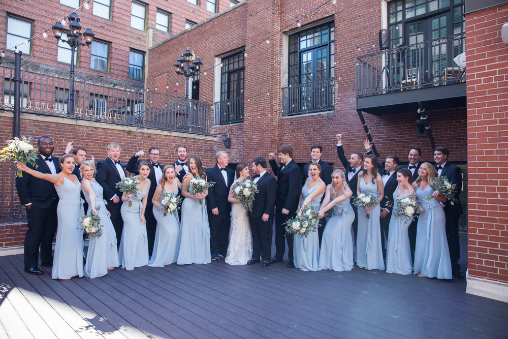 large bridal party celebrating wedding in Columbia SC