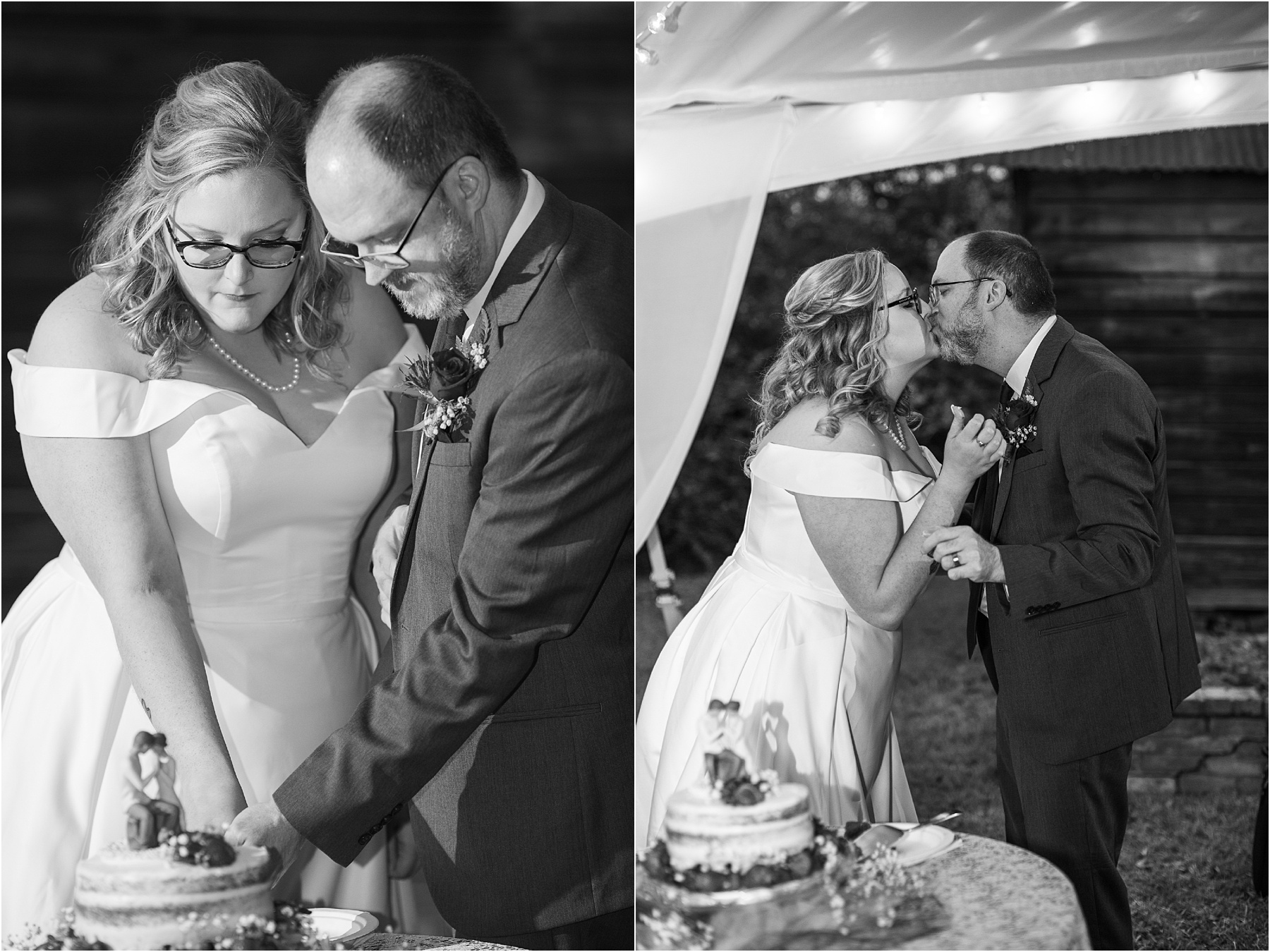 bride and groom miss after cutting wedding cake
